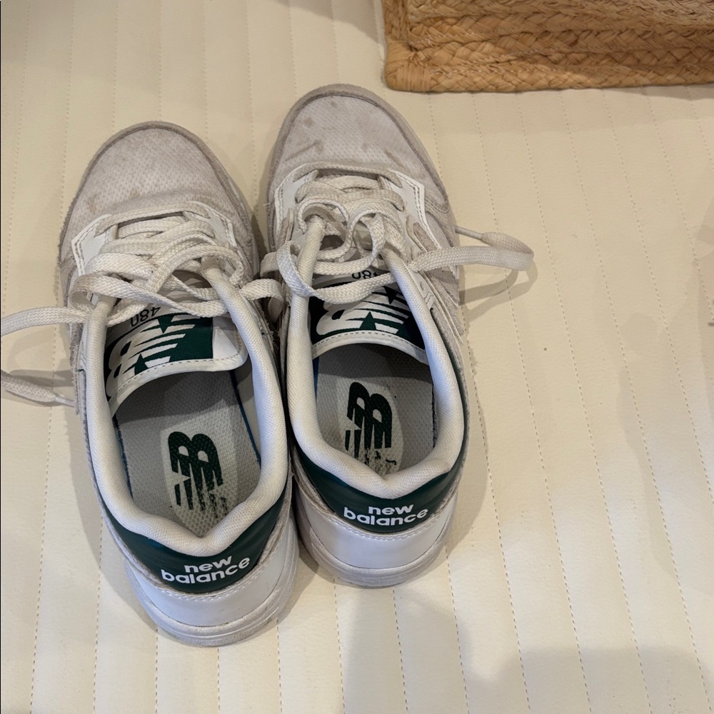 New Balance White and Green Athletic Shoes
